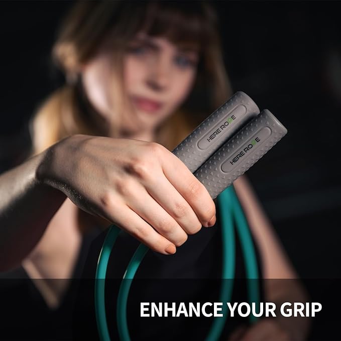 HEREROPE Jump Ropes for Fitness, Adjustable Jump Rope for Women Men, Weighted Speed Rope with 7mm PVC Skipping Rope, No-Slip Grip, Ball Bearing, Great for Speed, Cardio & Tricks, Strength Boxing