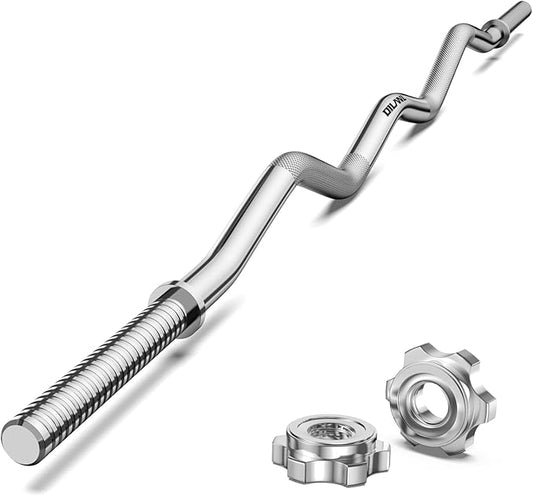 47" EZ Curl Bar Weight Lifting Bar 1-inch Curling -2 Star Collars(280lb Weight