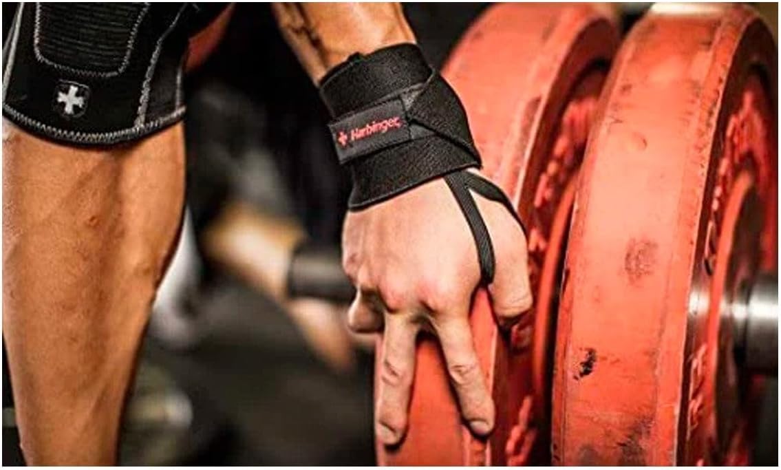 Harbinger Pro 20-Inch WristWraps with Thumb Loop for Weightlifting (pair) , Black