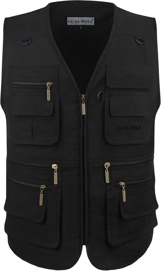 Men's Utility Work Hunting Travel Fishing Multi-Pockets Outdoor Vests