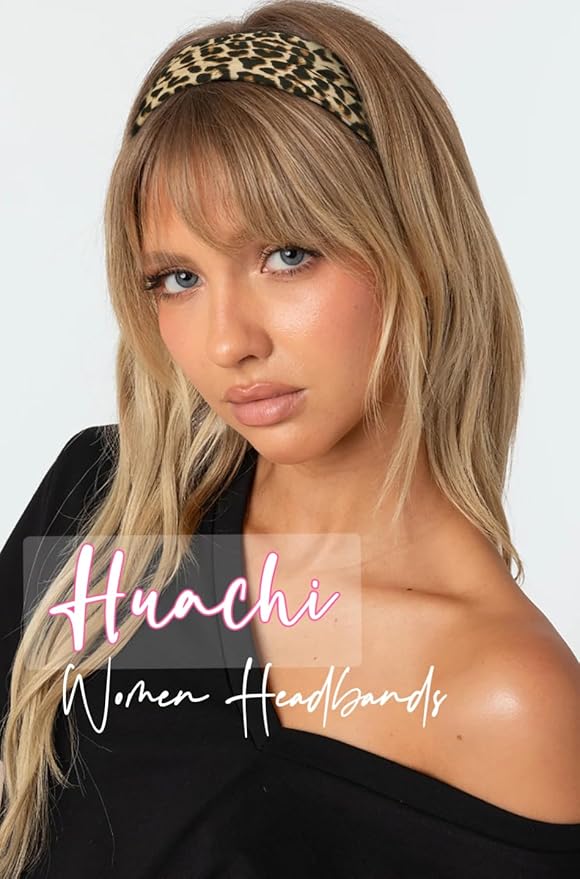 Headbands for Women Non Slip 16 Pack Trendy Women Headbands Cheetah Print, Elastic Hair Bands Soft Cloth Fabric Fashion Hair Accessories