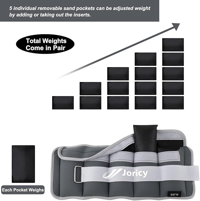 Adjustable Ankle Weights for Women Men Kids 1/2/3/4/5/6/8/10/12/20 1 Pair