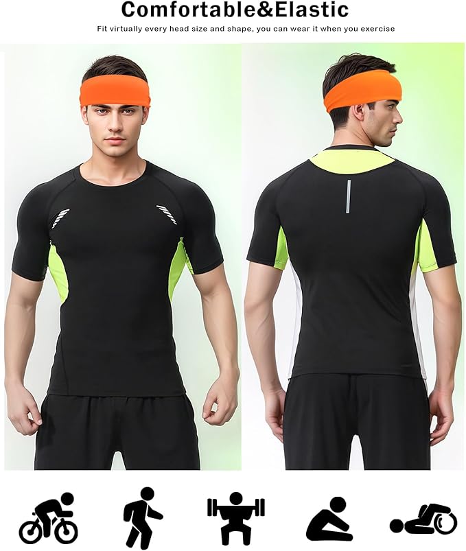 Headbands for Men & Women, Sweat Headband Non-Slip Sweatband Sports Running Cycling Yoga Basketball Workout Football Training