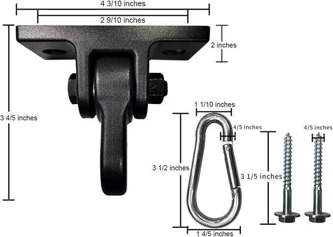 Heavy Duty Black Swing Hangers Screws Bolts Included 5000 lb (4 Pack)