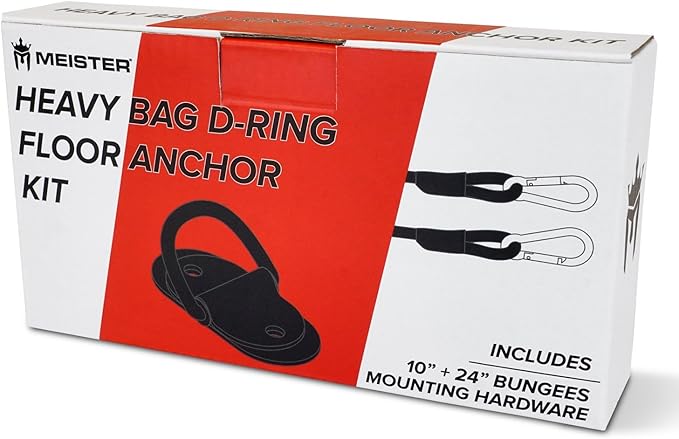 Meister Double-End Heavy Bag D-Ring Floor Anchor Mount Kit w/Bungees - Black