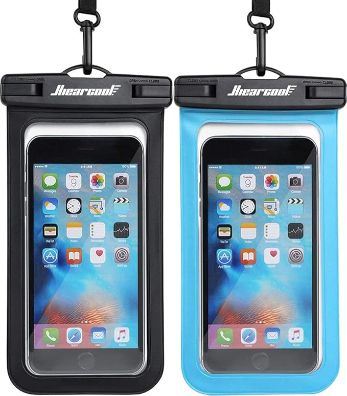 Hiearcool Universal Waterproof Case, Waterproof Phone Pouch Compatible for iPhone 17 16 15 14 13 Pro Max XS Plus Samsung Galaxy S22 Cellphone Up to 8.3", IPX8 Cellphone Beach Bag for Travel - 2 Pack