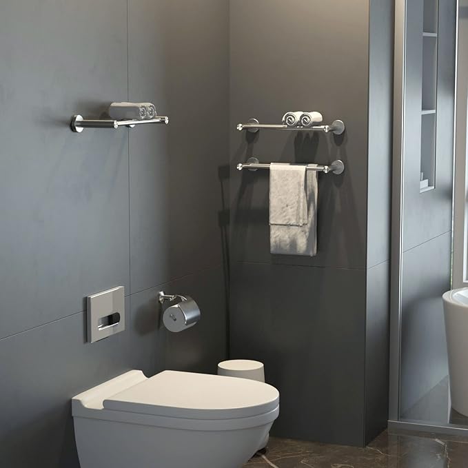 Adjustable 16 to 27.6 Inch Double Towel Bar SUS304 Stainless (1" Diameter)