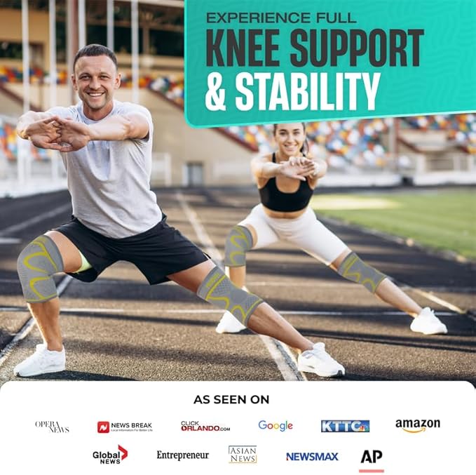 Modvel 2 Pack Knee Brace for Women & Men - Workout Knees Compression Sleeve for Knee Pain Relief Joint Support for ACL, Arthritis, Meniscus Tear Knees Brace for Sports, Rodilleras para Gym Fitness