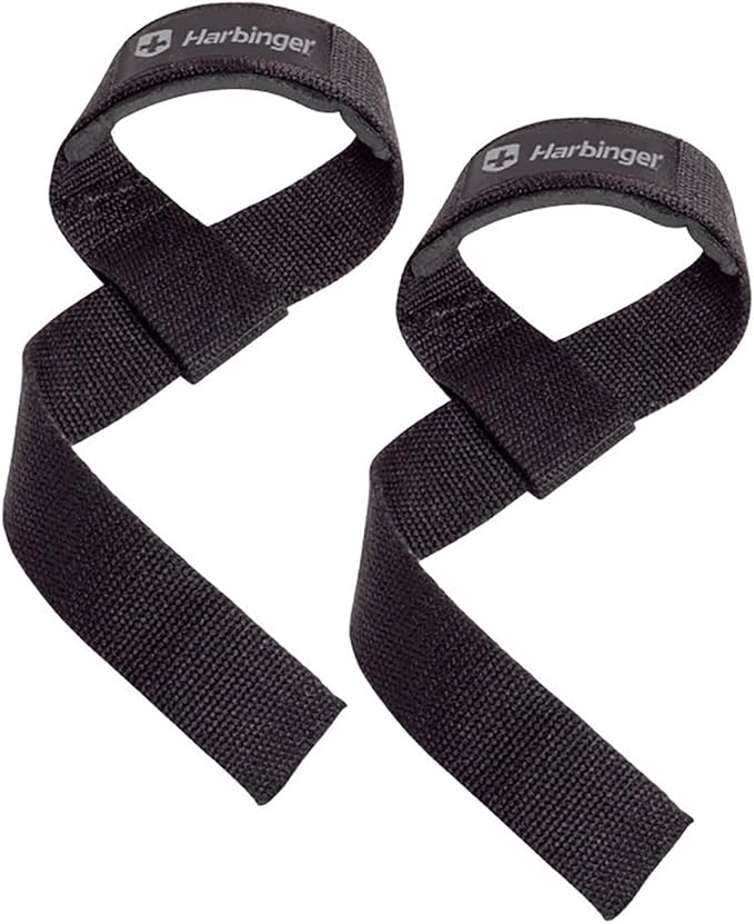 Harbinger Padded Cotton Lift Straps - Soft, Supportive Neotek Wrist Pads - 21.5" Length, 1.5" Width - Reinforced Edges & Heavy-duty Stitching - Cushions Wrists for Lifting Support