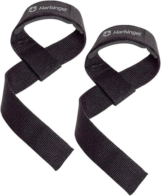 Harbinger Padded Cotton Lift Straps - Soft, Supportive Neotek Wrist Pads - 21.5" Length, 1.5" Width - Reinforced Edges & Heavy-duty Stitching - Cushions Wrists for Lifting Support