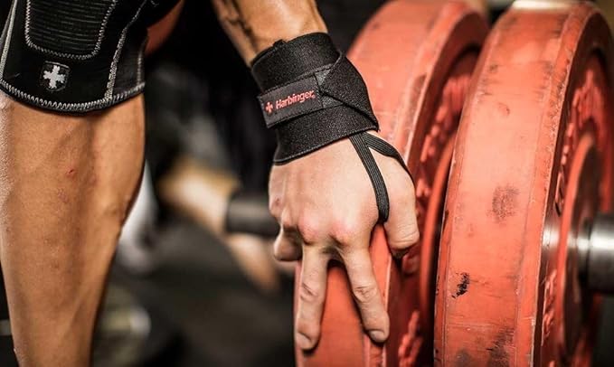 Harbinger Pro 20-Inch WristWraps with Thumb Loop for Weightlifting (pair) , Black