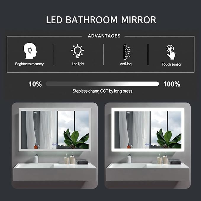 28 x 36 Inch Backlit Mirror Bathroom (CK168-I) Bathroom