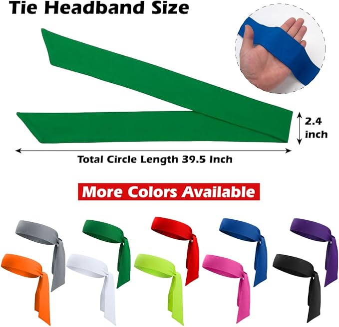 Head Ties Headband Sports Sweatband for Men Women, 3 Pack Adjustable Ninja Headband Karate Tie Back Sweat Wicking Workout Head Band for Basketball, Running, Tennis, Athletics