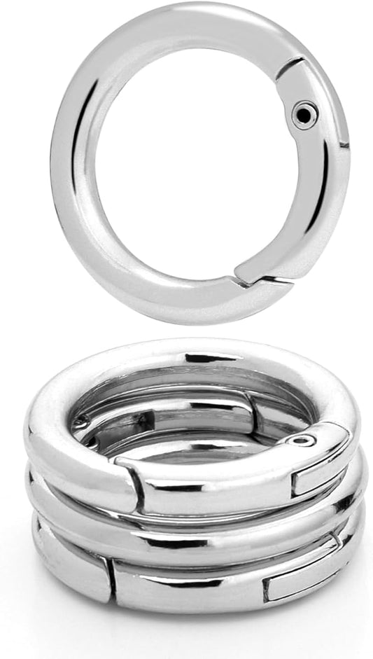 10 Pack 3/4 Inch Trigger Spring O Rings, Metal Round Carabiner Clip Snap Hook, Spring Keyring Buckles for Replacement Purse Strap, Paracord Lanyard Clips, Keychain Rings Hardware DIY Crafts Making