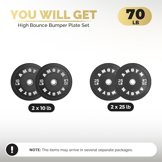 2 Inch Bumper Plates，10-500lbs，Barbell Rubber Olympic Weight Plates Set for Home Gym, Strength Training & Weight Lifting, Multiple Options Colors