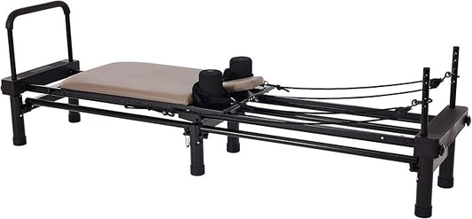 AeroPilates Reformer - Pilates Reformer Workout Machine for Home Gym - Cardio Fitness Rebounder- Up to 300 lbs Weight Capacity, Gray