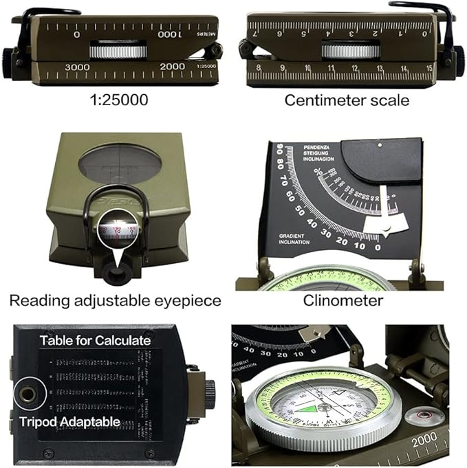 Military Compass with Fatwood Fire Starter for Backpacking