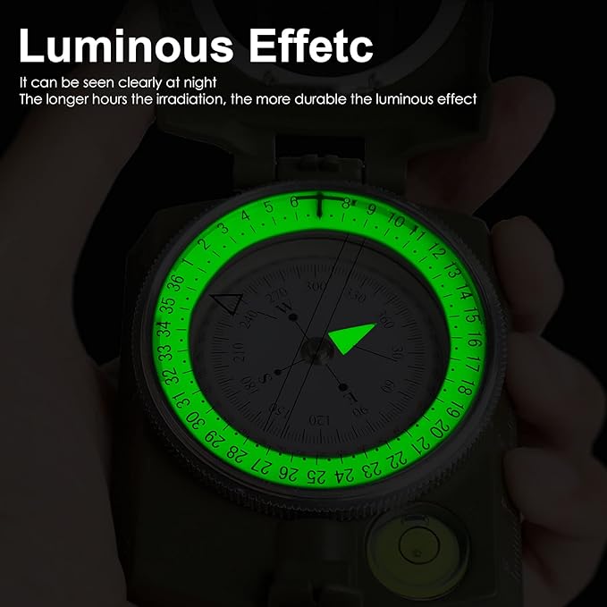 Military Lensatic Compass with Pouch & Lanyard Waterproof