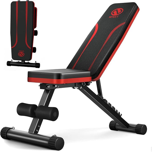 Adjustable Weight Bench for Full Body Workout 3-Sec Folding&