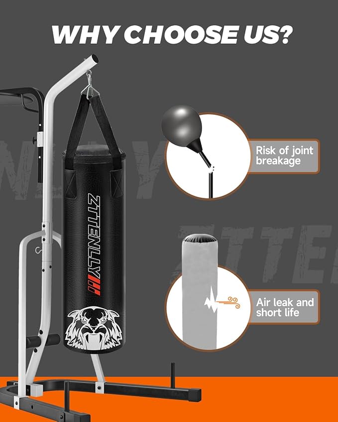 Kids Punching Bag with Gloves - PU Leather & Adjustable Height Strap - Boxing Bag Set for 3-8-14 Years Kids/Youth Great for Boxing, MMA, Kickboxing