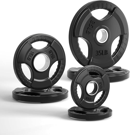 LIONSCOOL 2-Inch Rubber Olympic Grip Weight Plates (2.5-45LB), One