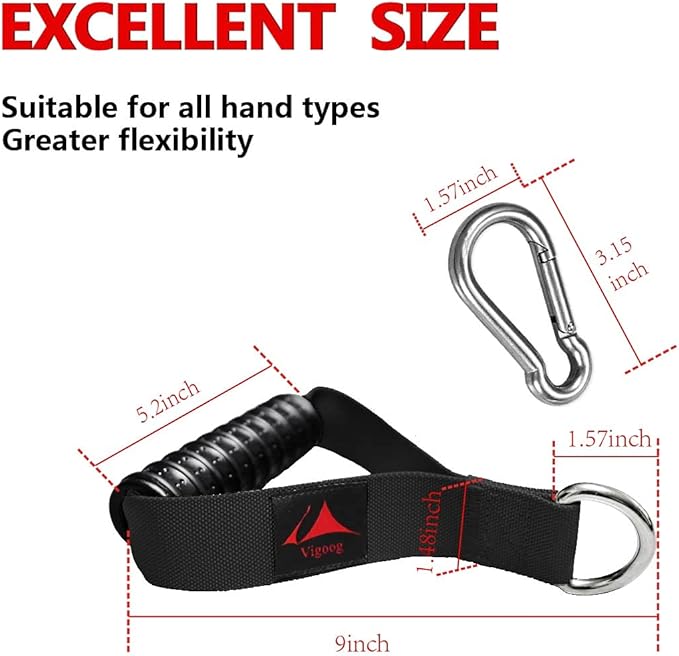 Heavy Duty Gym Exercise Handles Attachment for Cable Machine,Resistance Band,Pulley System Home Fitness Workout Equipment, with Elastic Rubber Grip and 2 Large Carabiners