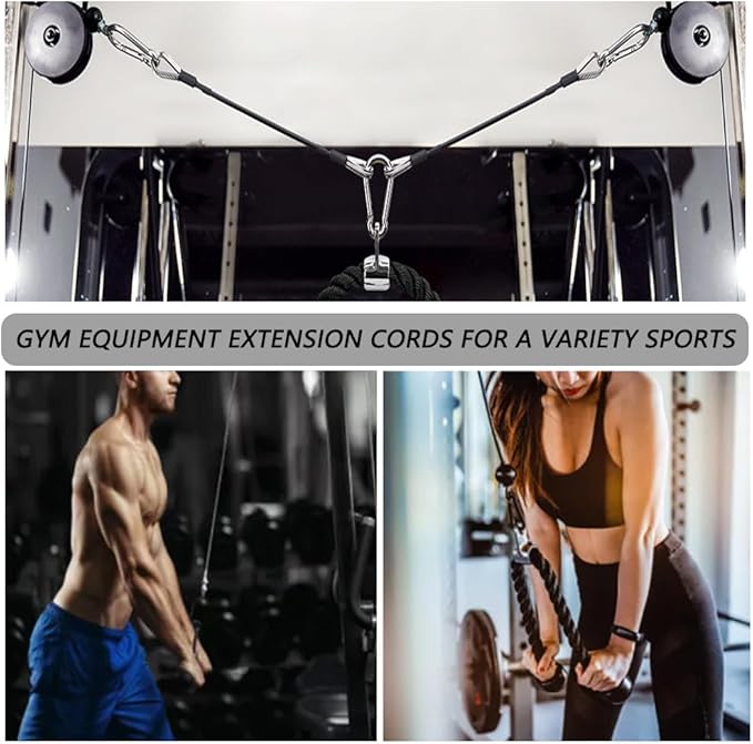3PCS Gym Cable Extension,Gym Extension Cable-Thick 0.2",Fitness Extension Rope Attachments Compatible Replacement Gym Cables Machine Extension for Tricep Pull Down,Leg Extensions Machine