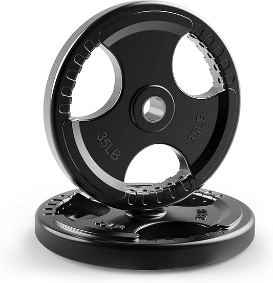 LIONSCOOL 2-Inch Rubber Olympic Grip Weight Plates (2.5-45LB), One