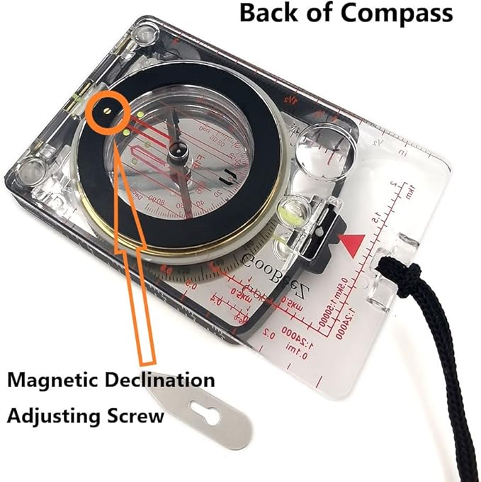 Map Baseplate Compass with Adjustable Declination Clinometer Magnifying
