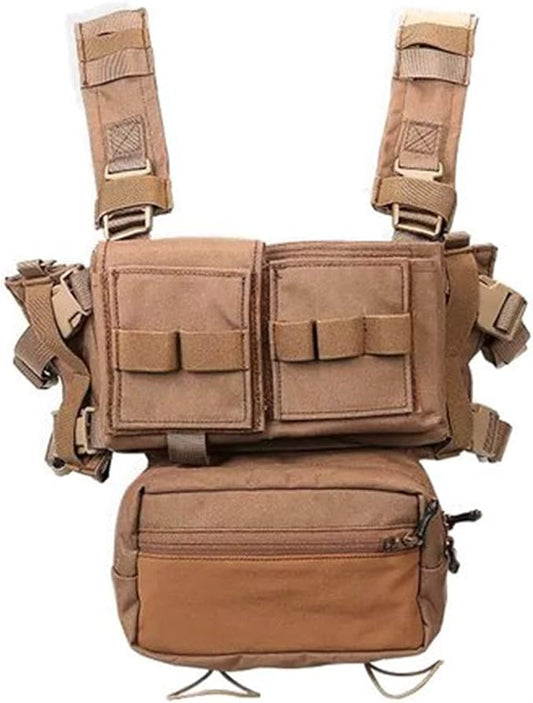 Airsoft Molle Chest Rig with YKK Zipper Mag Pouches Modular Micro Tactical 500D Nylon Vest for Hunting Training Cosplay