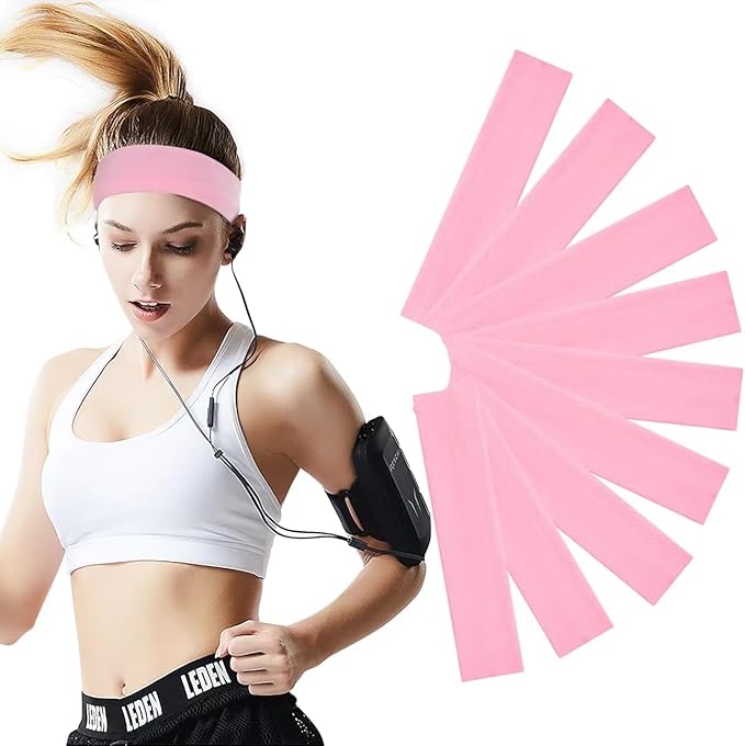 Headbands for Women 9Pcs, Cotton Like Headbands Women Men 2.5 inch Wide, Soft Sweat Wicking Stretchy Headband for Women Girls Sports Yoga Running
