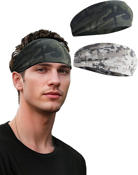 Headbands for Men & Women, Sweat Headband Non-Slip Sweatband Sports Running Cycling Yoga Basketball Workout Football Training