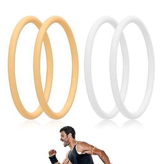 4pcs Patellar Tendon Support Straps, Silicone Patella Bands Fixed Leg Elastic Stabilizer Knee Brace Accessories for Basketball Running Sports Soccer Hiking Jumpers Volleyball (Beige + Luminous)