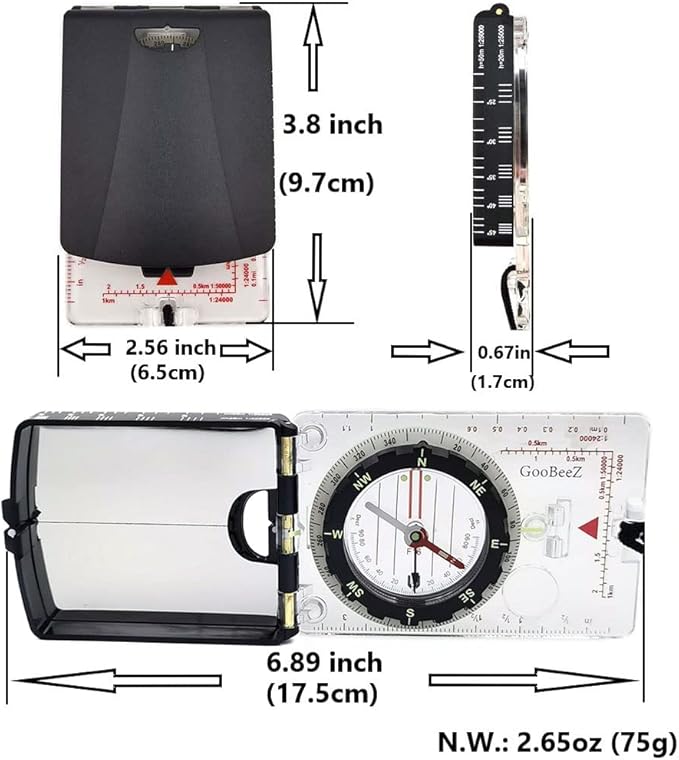 Map Baseplate Compass with Adjustable Declination Clinometer Magnifying