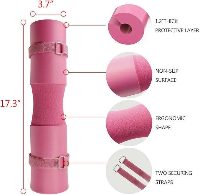 7 Pack Barbell Squat Pad for Standard Set, Barbell Pad for Hip Thrusts, 2 Gym Ankle Straps, Hip Exercise Band, 2 Squat Pad Safety Straps and Carry Bag …