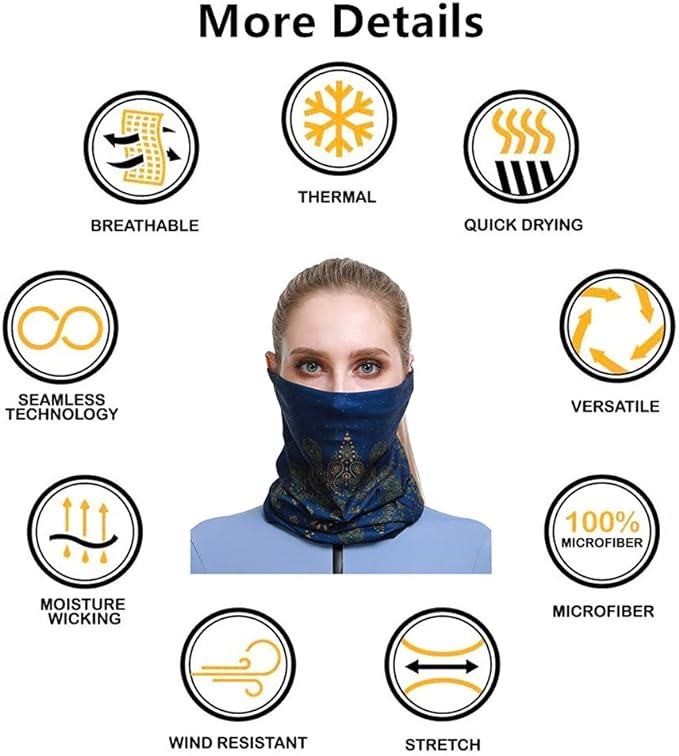 Headband Neck Gaiter Head Wrap Headwear Face Mask Magic Scarf Bandana for Men and Women