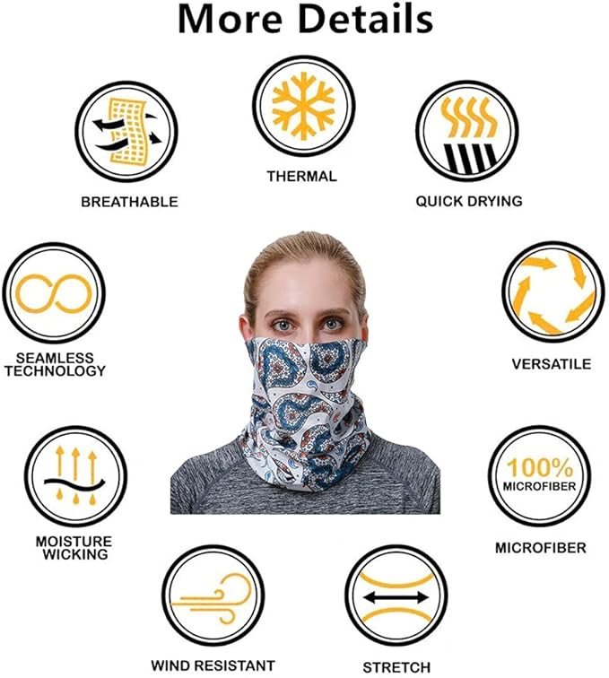 Headband Neck Gaiter Head Wrap Headwear Face Mask Magic Scarf Bandana for Men and Women