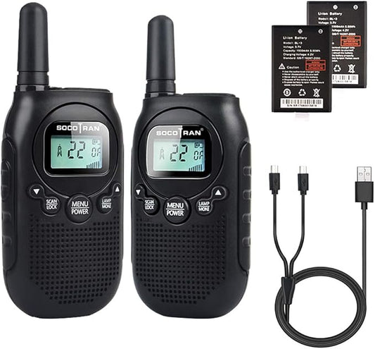 Adults Walkie Talkies Rechargeable FRS Two-Way Radios USB 5 Miles 2 Pack 0.5W Perfect