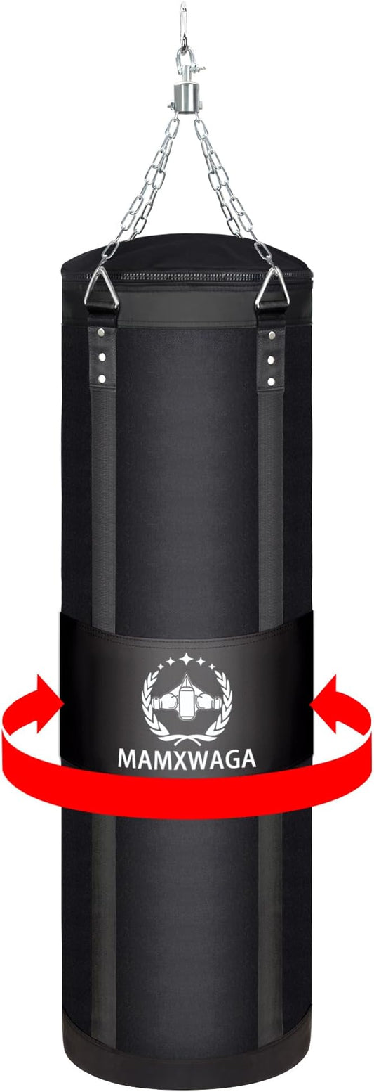 4FT Canvas Punching Bags for Adults, Hanging Heavy Boxing Bag for Kickboxing Karate Taekwondo Muay Thai Training, Max Load-Bearing 180 Lbs (Unfilled)