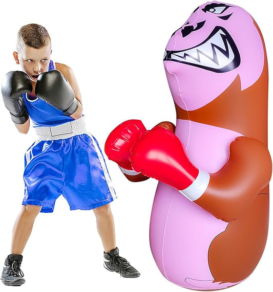 47" Punching Bag for Kids 3-8 Toddler Boxing Bag Inflatable Dinosaur Bopper Birthday Presents for Boys & Girls Sports Toys Outdoor Activities Yard Games