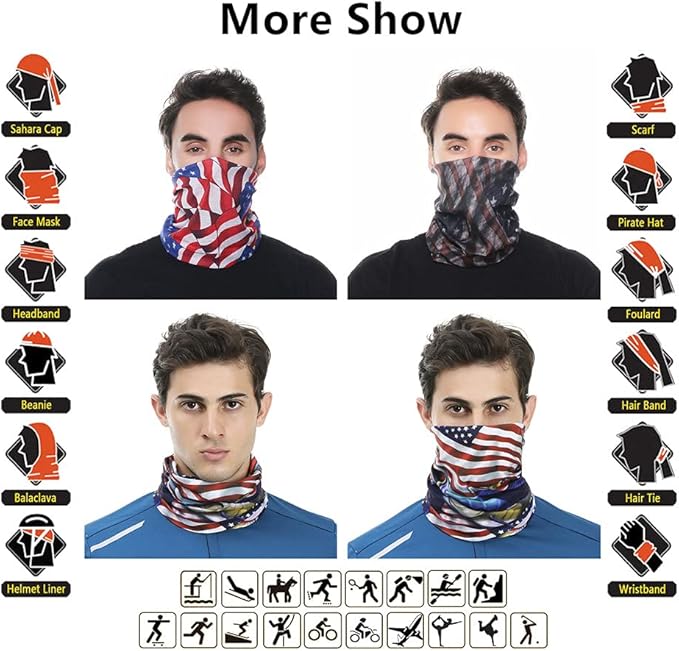Headband Neck Gaiter Head Wrap Headwear Face Mask Magic Scarf Bandana for Men and Women