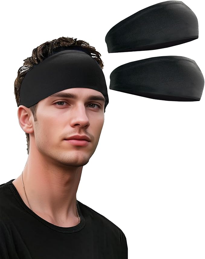 Headbands for Men & Women, Sweat Headband Non-Slip Sweatband Sports Running Cycling Yoga Basketball Workout Football Training
