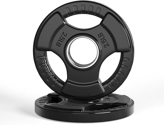 LIONSCOOL 2-Inch Rubber Olympic Grip Weight Plates (2.5-45LB), One