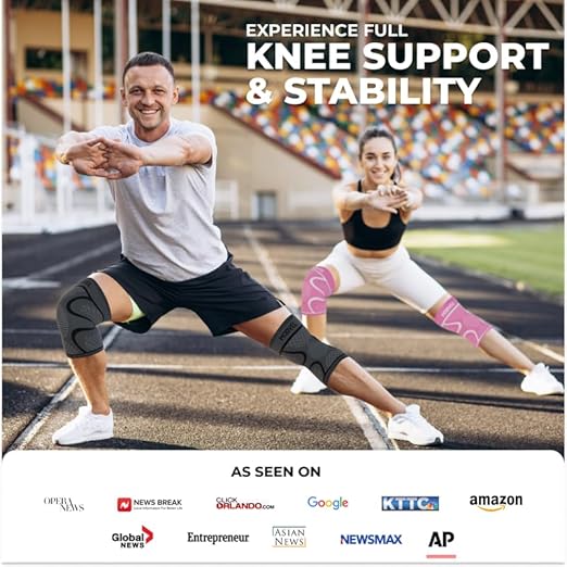 Modvel 2 Pack Knee Brace for Women & Men - Workout Knees Compression Sleeve for Knee Pain Relief Joint Support for ACL, Arthritis, Meniscus Tear Knees Brace for Sports, Rodilleras para Gym Fitness