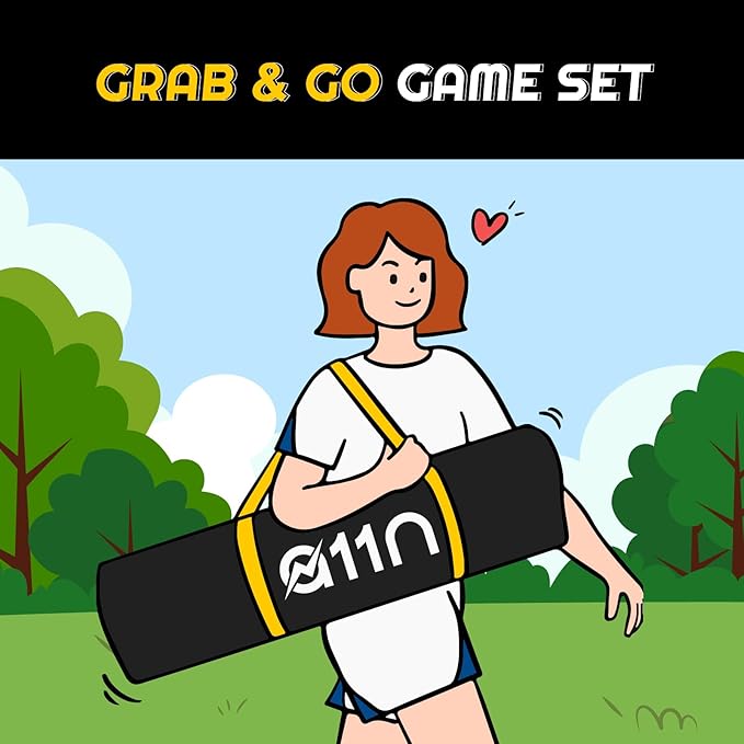 A11N Outdoor Badminton Set - Includes Anti-Sag Net 4 Rackets, 2 Shuttlecocks,