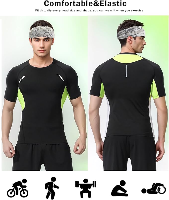 Headbands for Men & Women, Sweat Headband Non-Slip Sweatband Sports Running Cycling Yoga Basketball Workout Football Training