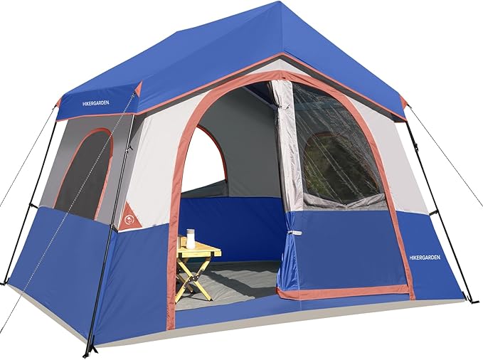 HIKERGARDEN 8 Person Camping Tent - Portable Family Traveling-12'x9'x80in(H)