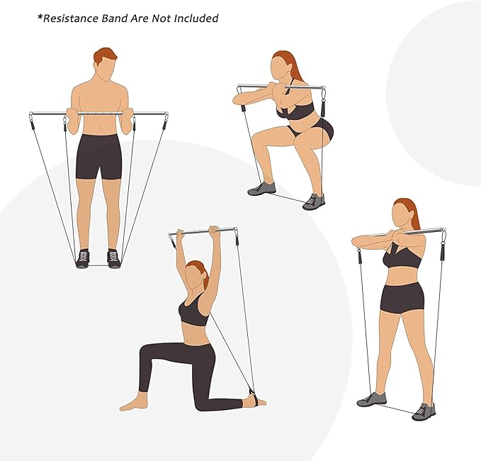 2pcs Silver Pilates Spreader Bar Kit Sports Aid