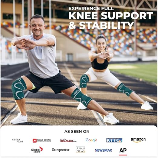 Modvel 2 Pack Knee Brace for Women & Men - Workout Knees Compression Sleeve for Knee Pain Relief Joint Support for ACL, Arthritis, Meniscus Tear Knees Brace for Sports, Rodilleras para Gym Fitness