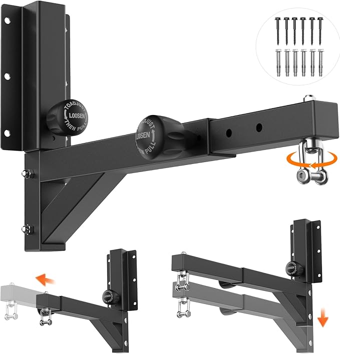 Heavy Duty Adjustable Punching Bag Hanger Wall Mount - Quick-Release Length & Height Heavy Bag Hanger, 800lb Capacity Punching Bag Stand for Home Gym, Boxing, MMA Training